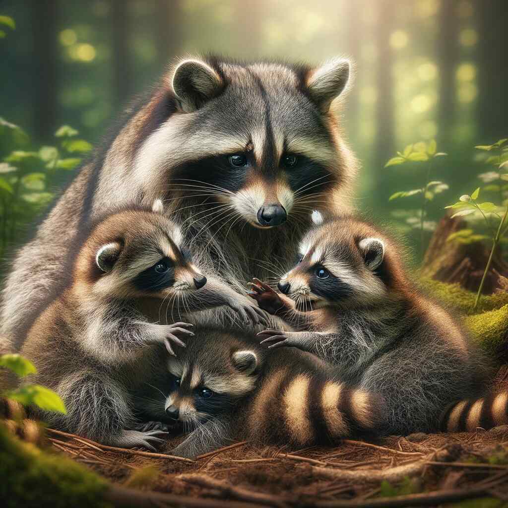 Mother Raccoon with Kits (Nursery Dynamic)