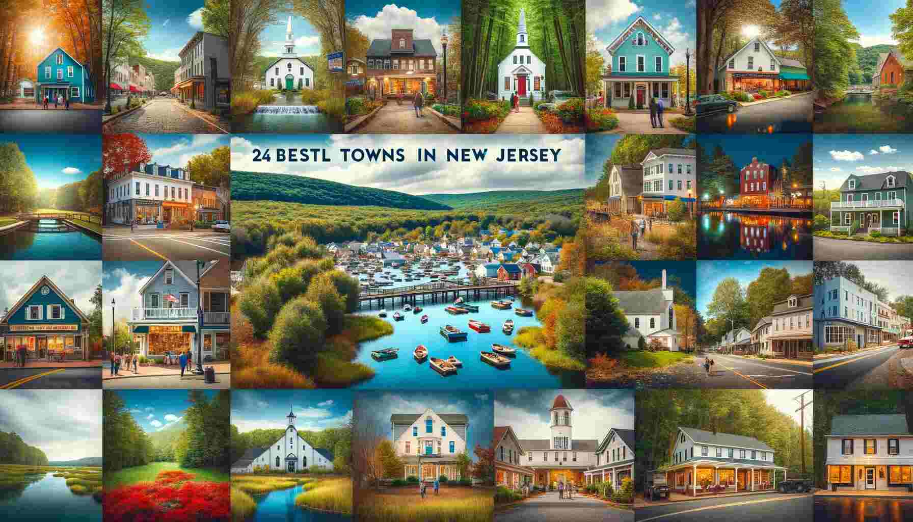 Here is the featured image depicting "24 Best Small Towns in New Jersey for Outdoor Enthusiasts." The collage showcases a variety of picturesque scenes, each representing a different town, and emphasizes the natural beauty and unique charm of these locations.