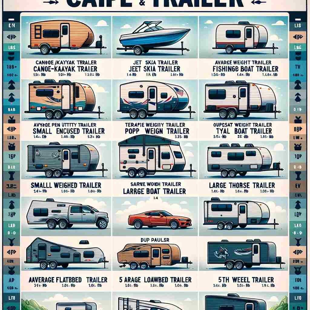 Here's the chart with various camper and trailer types, including their average empty weight, empty weight range, GVWR, and average load capacity. It's detailed and organized for easy reference.