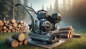 Here is the featured image for "Best Log Splitter with a Honda Engine". It showcases a top-of-the-line log splitter with a prominently displayed Honda engine, set in an outdoor environment with a serene forest background.