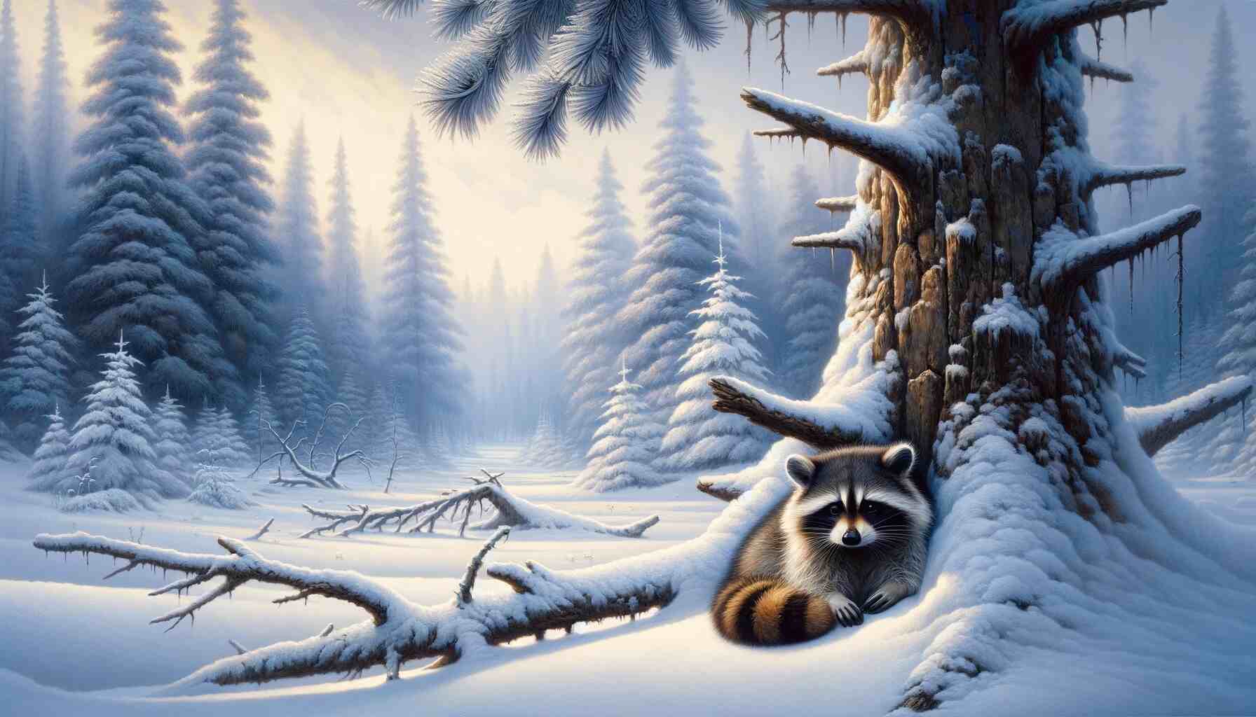 Here is the featured image for “Can Raccoons Freeze to Death in the Winter,” depicting a raccoon in a snowy forest, showcasing its struggle to survive in harsh winter conditions.