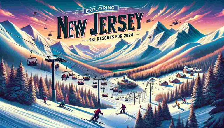 Here's the featured image showcasing New Jersey's best ski resorts for 2024. It depicts a scenic winter landscape with skiers, snowboarders, and the vibrant glow of a sunset over the snowy peaks.