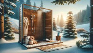 Here is the featured image for the blog post titled "How to Winterize Your Outdoor Shower". This image visually represents the concept of preparing an outdoor shower for winter, with elements such as an elegant outdoor shower setup, winterization tools, and a snowy landscape.
