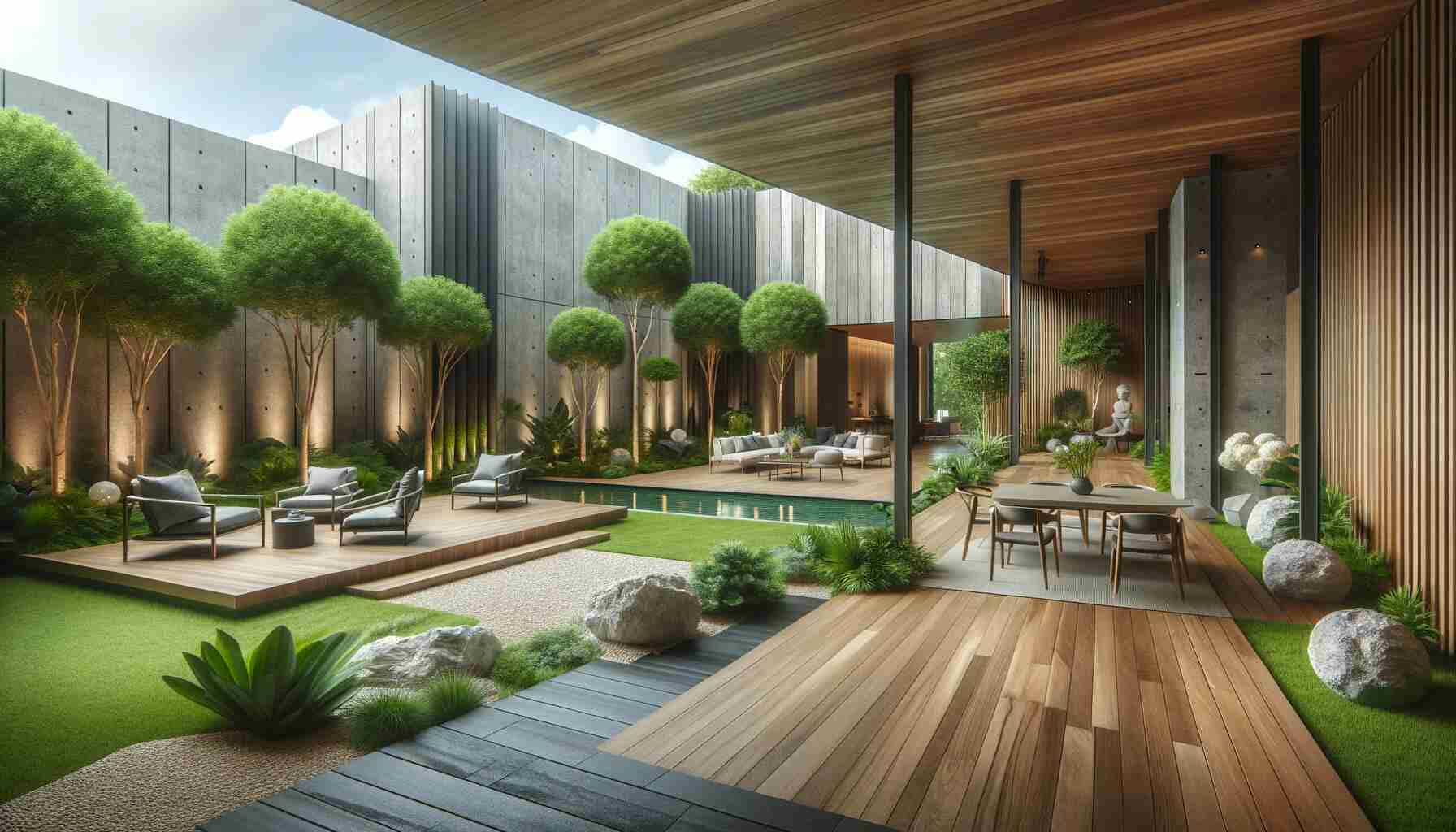 Here is the featured image for “Organic Modern: Merging Nature with Contemporary Design,” showcasing an elegant outdoor space that beautifully blends contemporary design with natural elements.