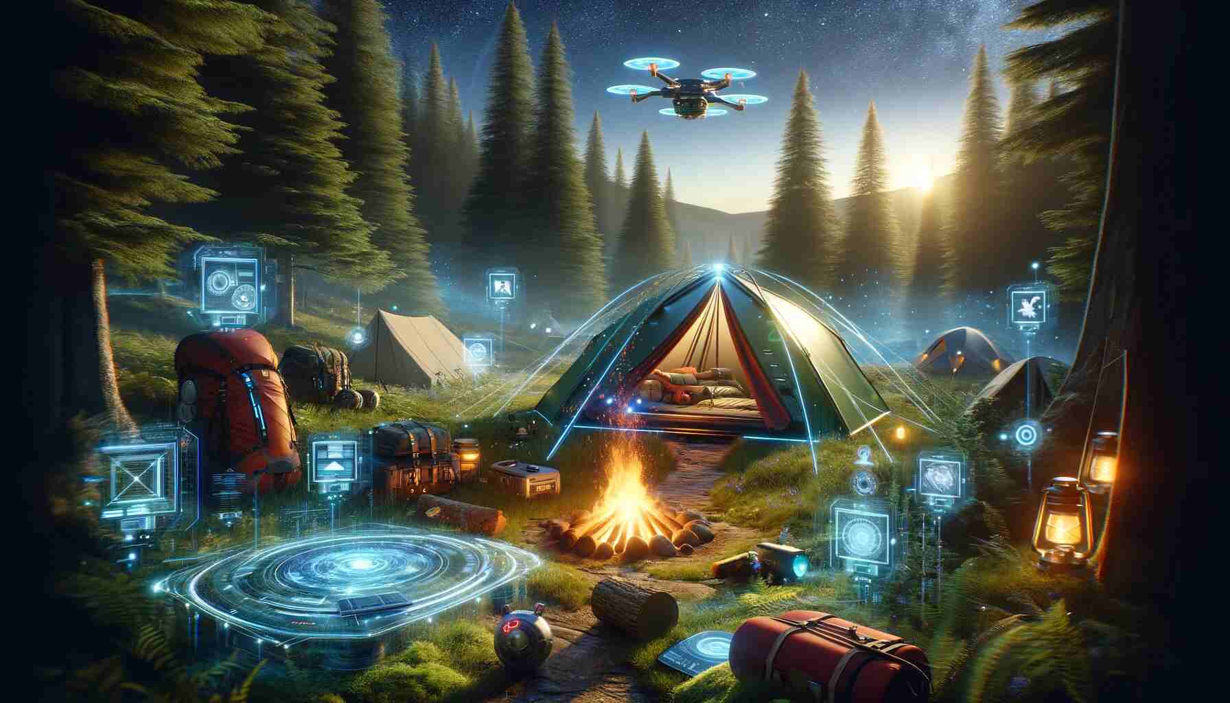 Here is the featured image for The 2024 Outdoor Revolution: Where Nature Meets Tech in Camping, showcasing a futuristic camping scene where natural elements are seamlessly integrated with advanced technology. This visual captures the essence of modern outdoor adventure in 2024.